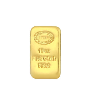 10 oz Gold Bar from Refiners on the LBMA Good Delivery List (w/Assay Card)